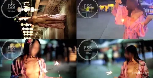 推特网红冯珊珊户外和服展示