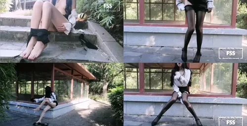 冯珊珊户外装扮清晨公园展示